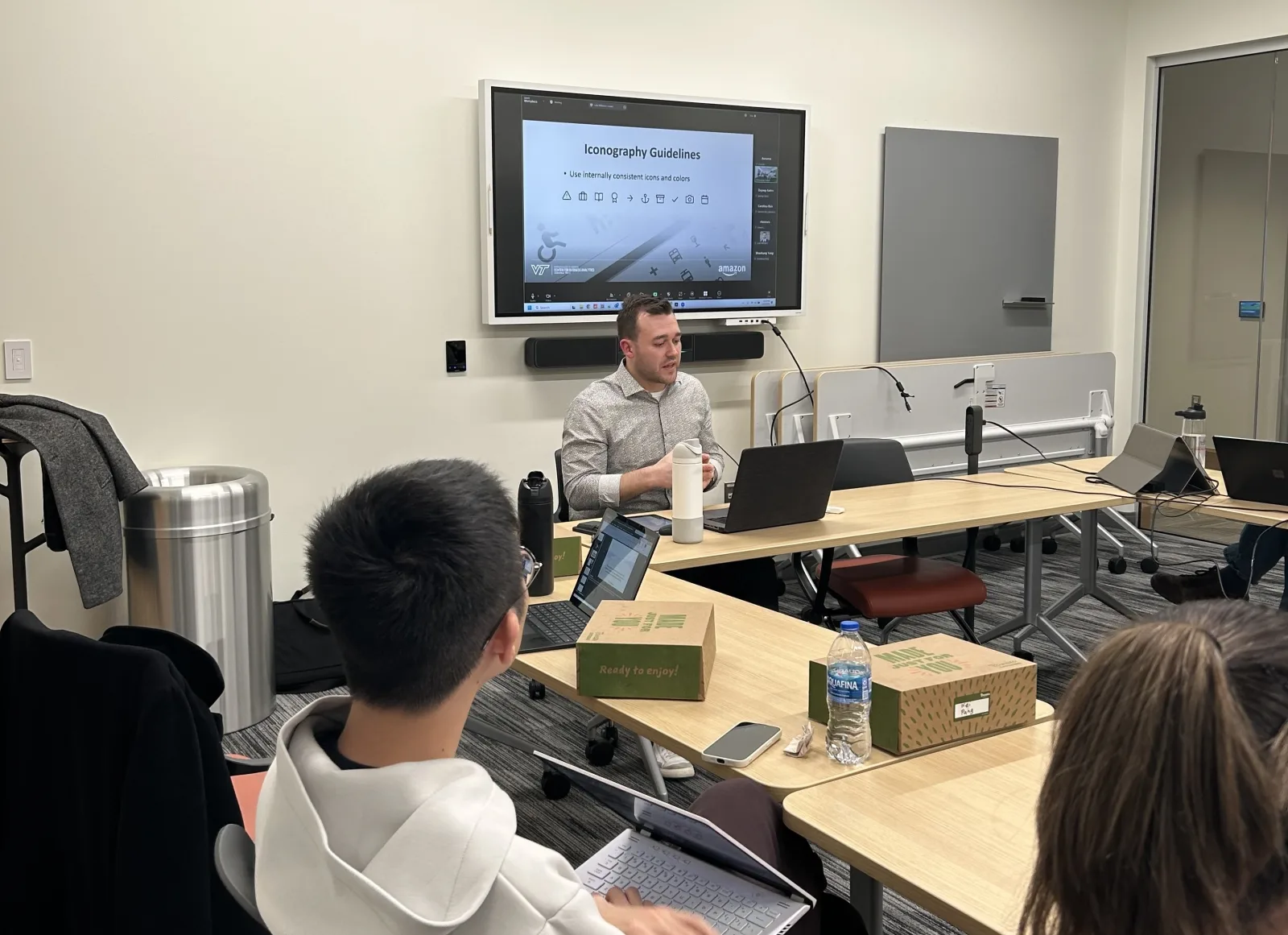 Luke presenting a brand iconography lecture to graduate students